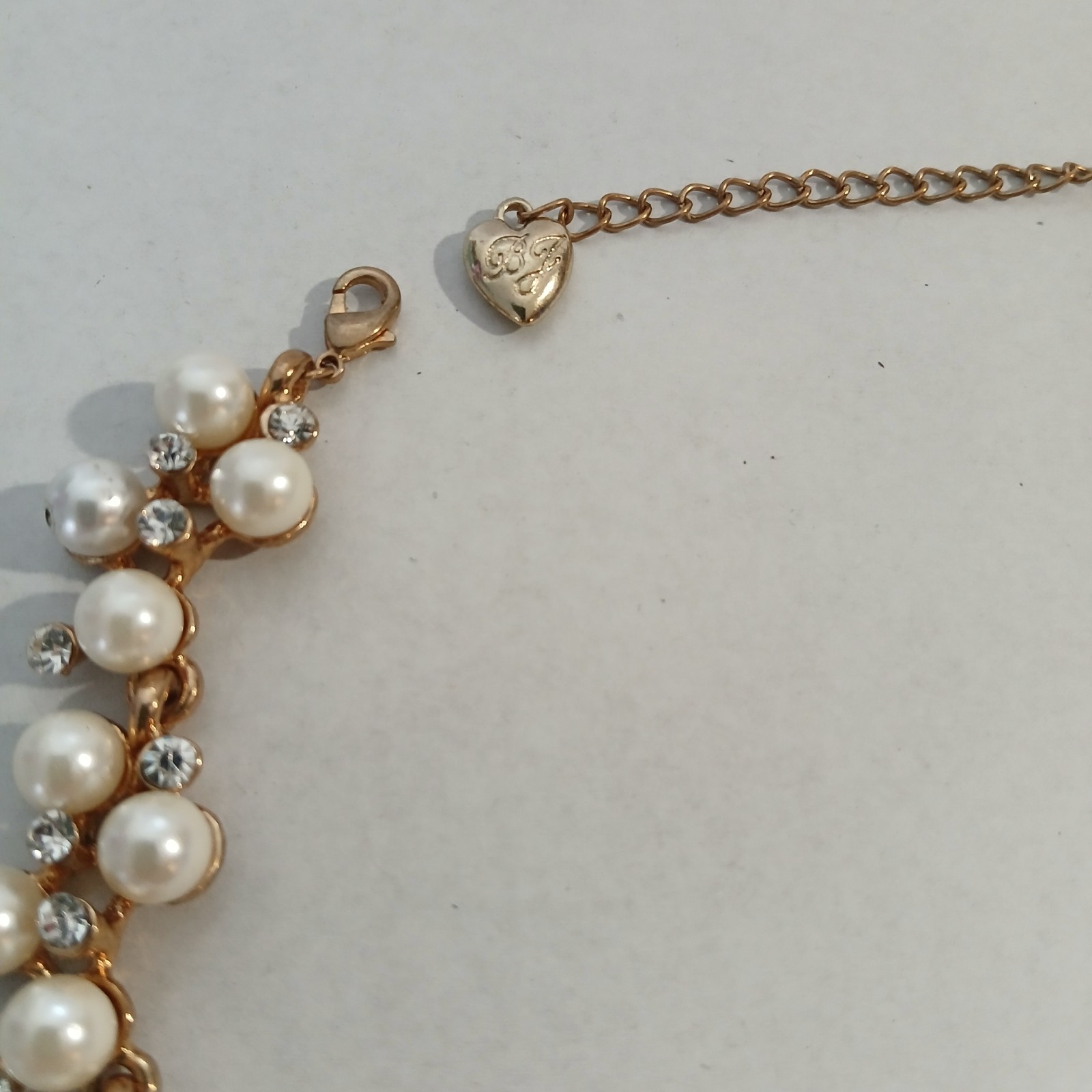 Betsey Johnson Faux Pearl and Rhinestone Cluster Collar Necklace Coquette…