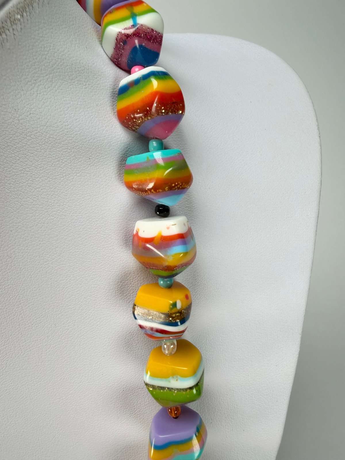 Jackie Brazil “Camille Liquorice Stripes x Kandinsky Small Stones 110cm Necklace