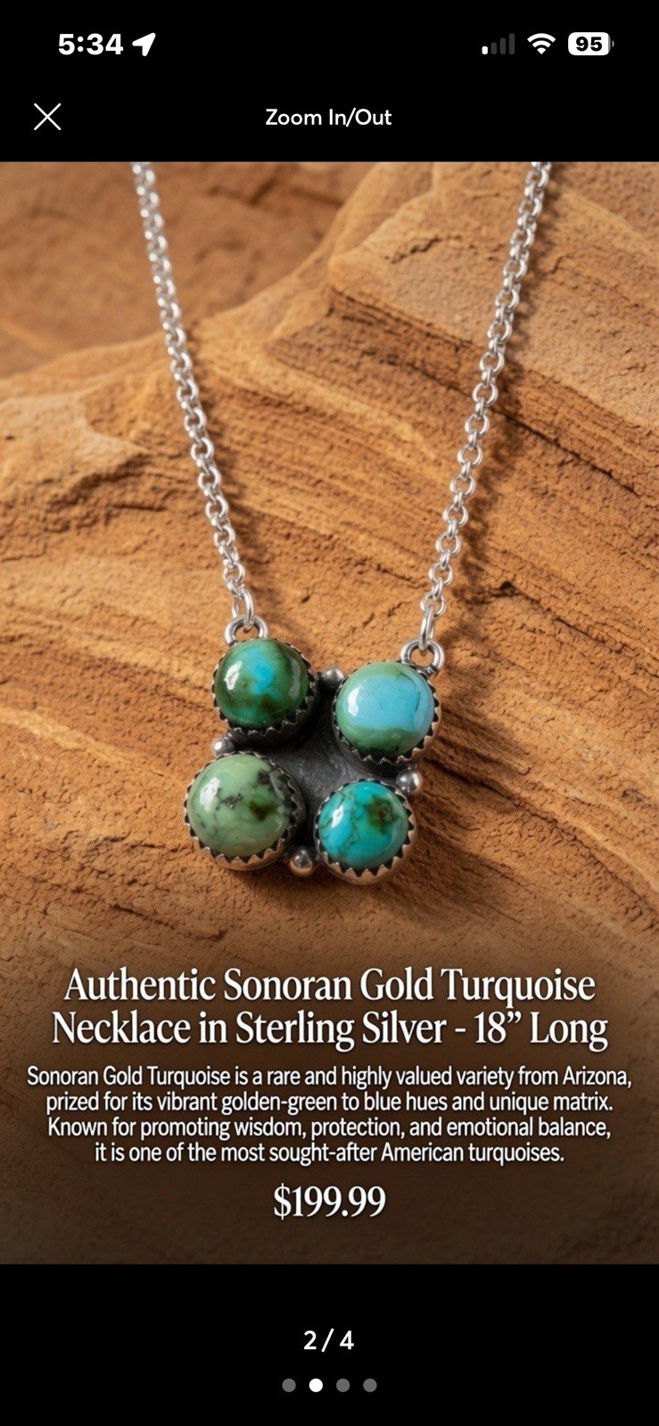 Sonoran Gold Turquoise Cluster Necklace 18” In Sterling Silver 925.