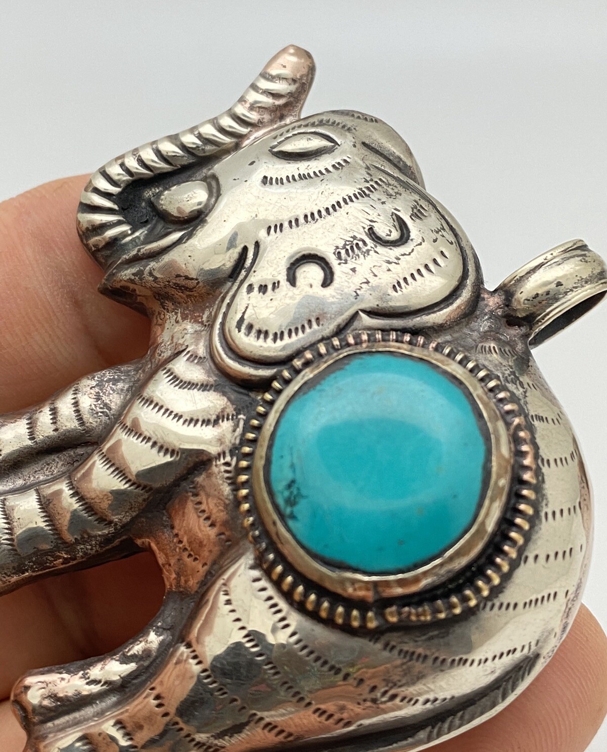 Elephant, handcrafted,tibetan silver, turquoise, ethnic ,animal,tibetan design