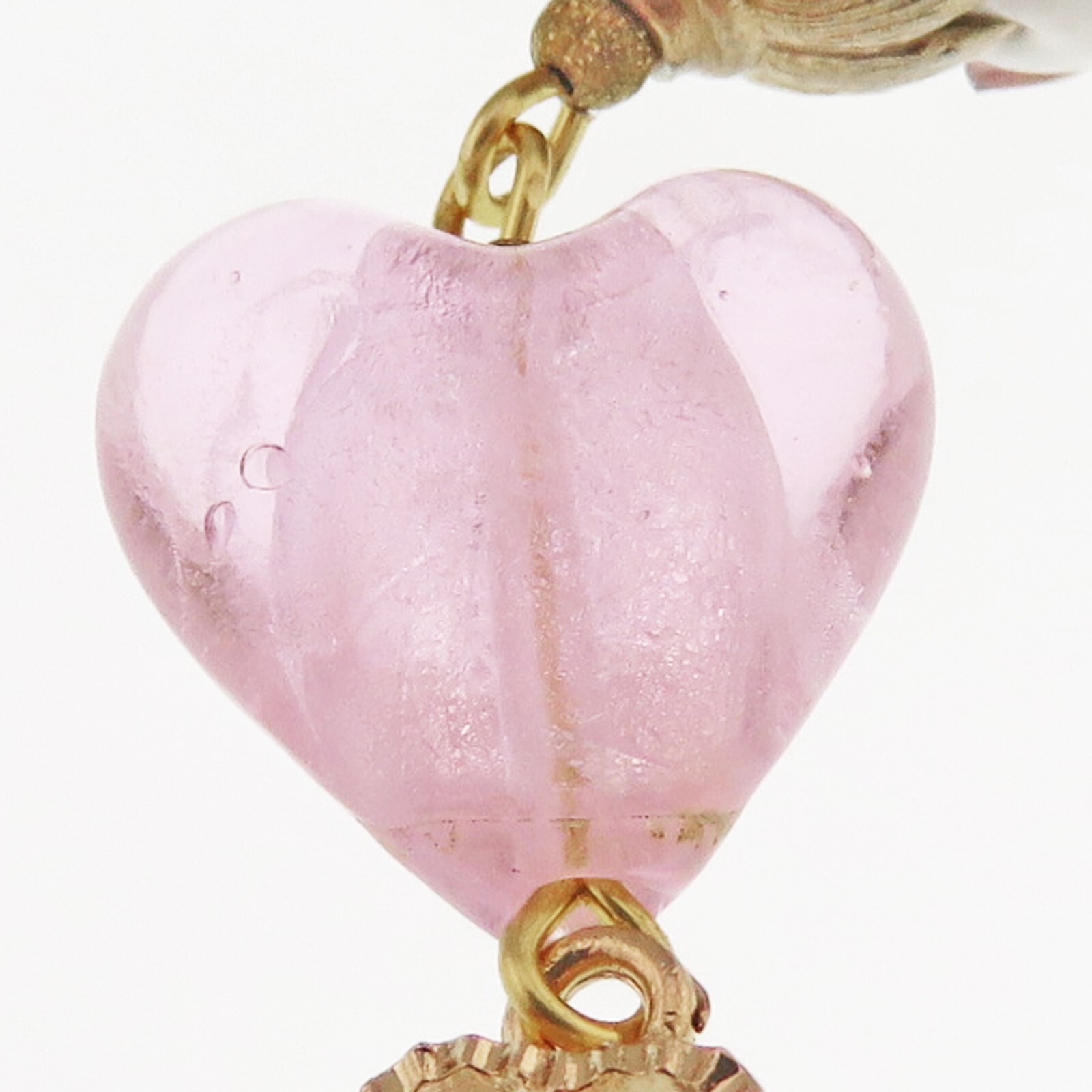 Lovely Golden Valentine Heart and Pink Glass Pendant By SoniaMcD