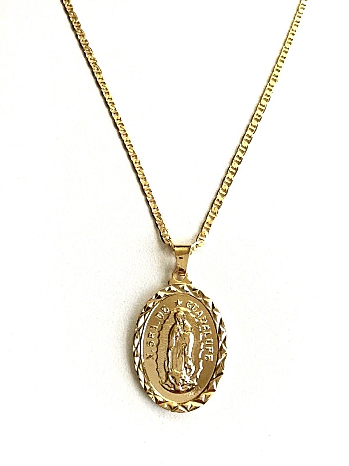 18K GOLD FILLED GUADALUPE MARINER LINK NECKLACE 20”/CADENA GUADALUPE-32mm-P281