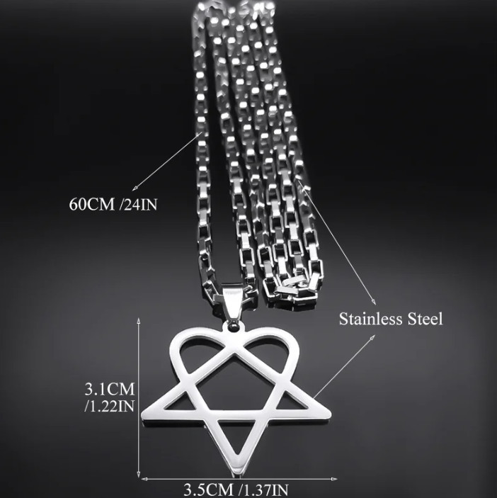 New Hip Hop Rock Music Him Heartagram Star Hear Pendant Necklace Stainless Steel