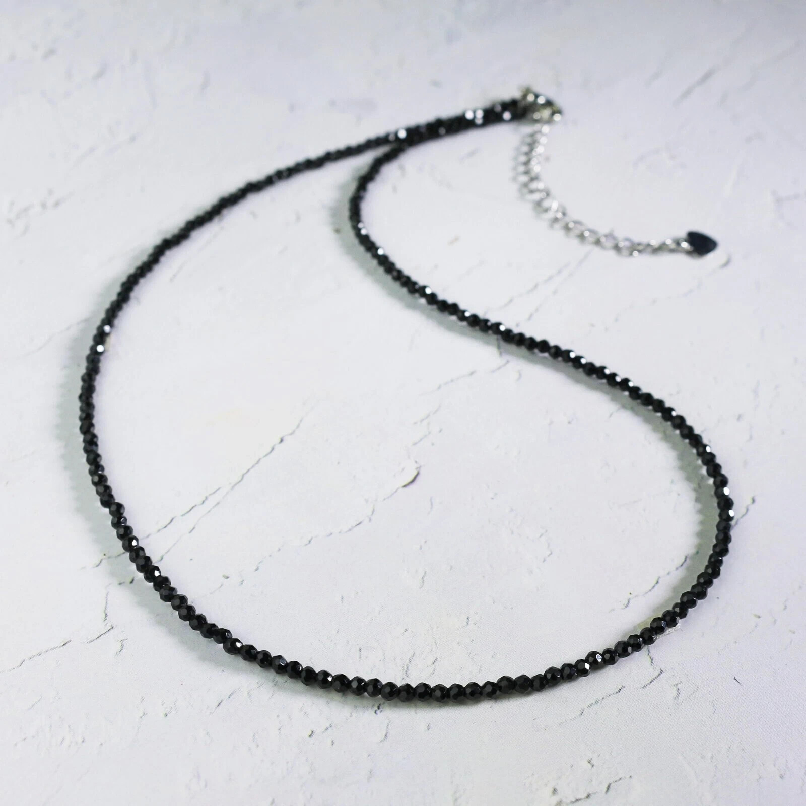 Natural Black Obsidian Choker 2mm Crystal Gemstone Beads Dainty Choker Necklace