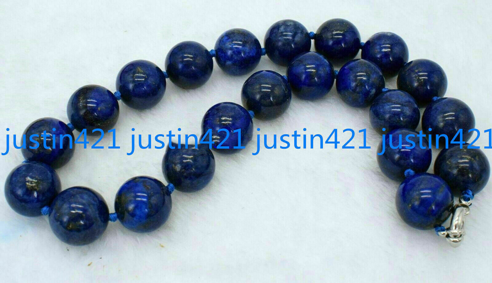 20mm Huge Genuine Natural Blue Lapis Lazuli Round Gemstone Beads Necklace 18”