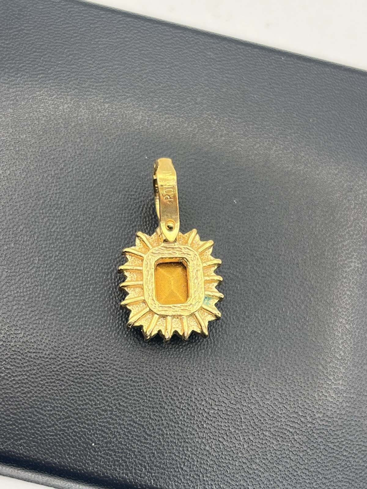 Roman green & clear rhinestone halo gold tone enhancer pendant for necklace