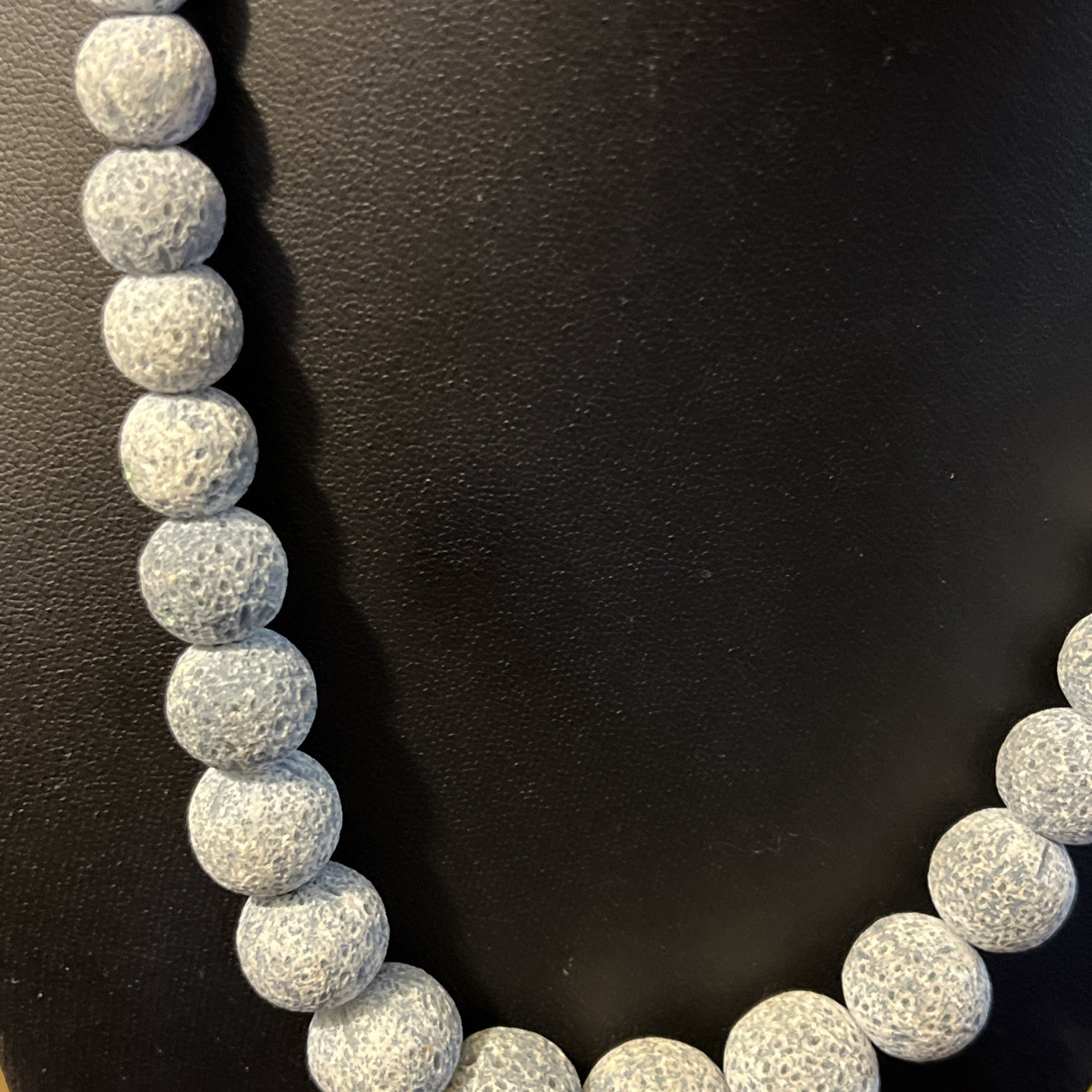 Gray Lava Rock Bead Necklace Natural Stone Diffuser Jewelry Unisex Boho Style