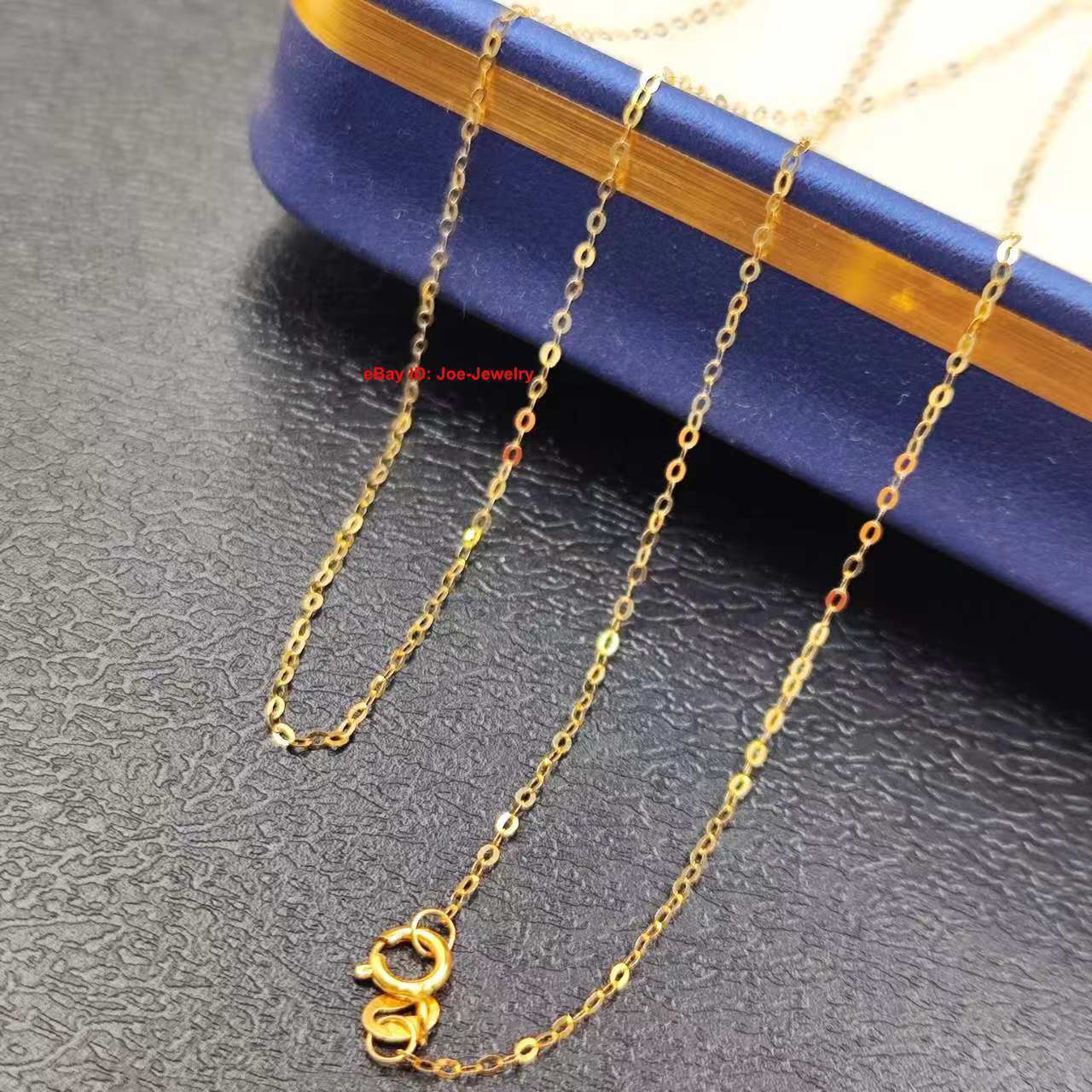 Real 18K Yellow Gold 1.1mm THIN Cable Link Chain Women’s Necklace 17.7inch
