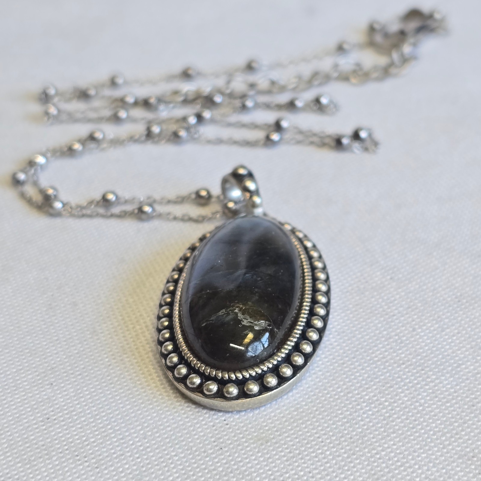 Sterling Silver Necklace 17.11g Fine Jewelry 20″ Labradorite Look *READ*