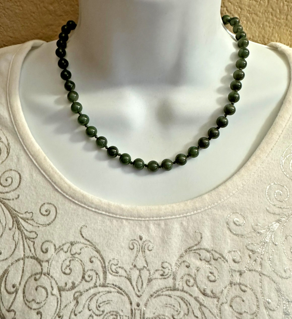 8mm Round Genuine Natural Green Jade Stone Women’s Necklace Jewelry Choker 18″