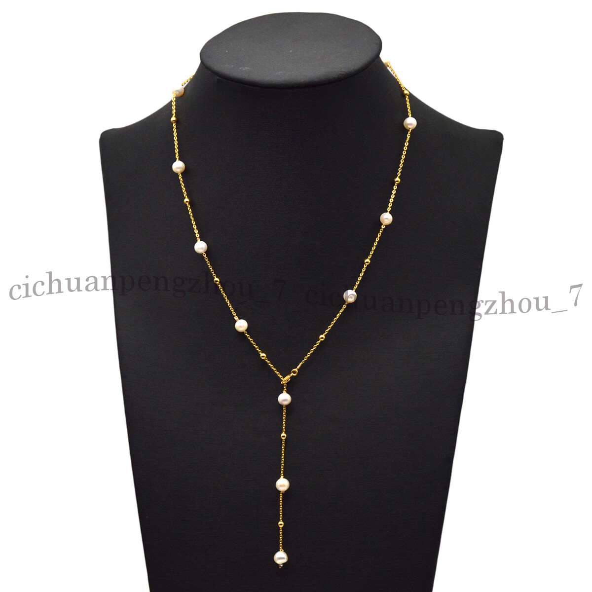 Real Natural 6-7mm White Freshwater Baroque Pearl Gold Chain Necklace 20/32”