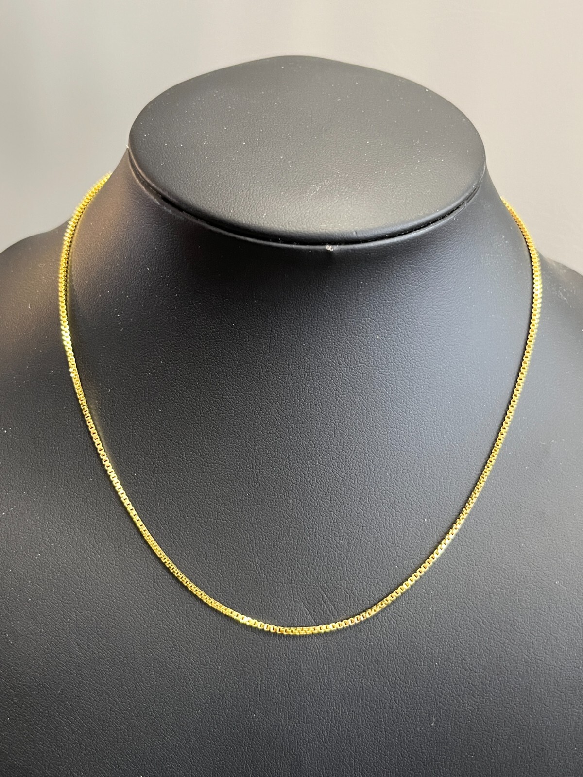 SHARP!! STAMPED 18K GOLD FILLED 1.6mm BOX CHAIN 16″ LONG FITS PENDANT NECKLACE