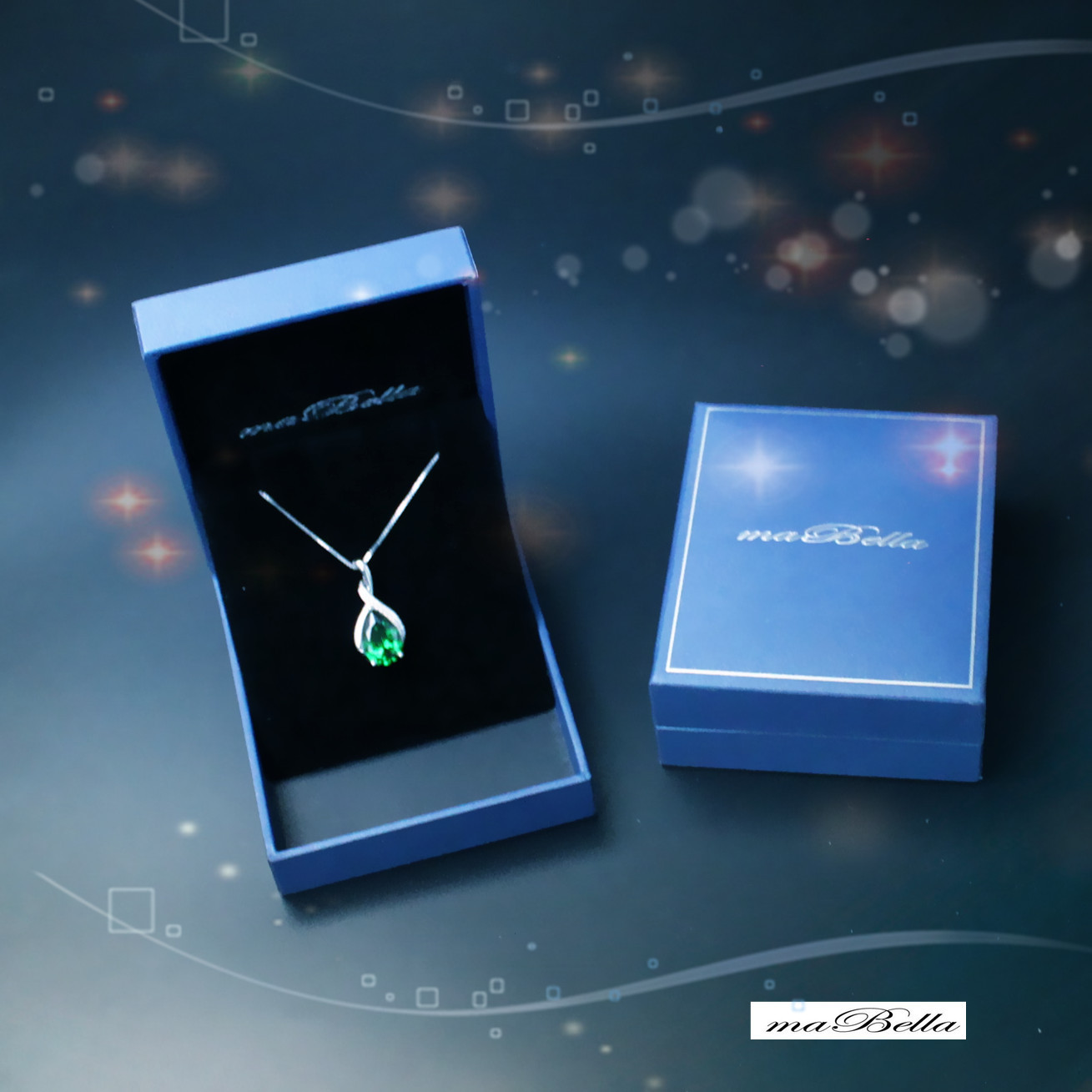 Sterling Silver Pear Simulated Emerald Necklace Pendant Jewelry Gift for Women