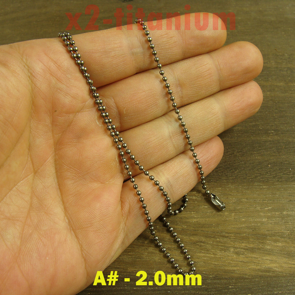 2mm 2.4mm 3mm 4mm Pure Titanium bead beaded ball chain necklace anti-allergy