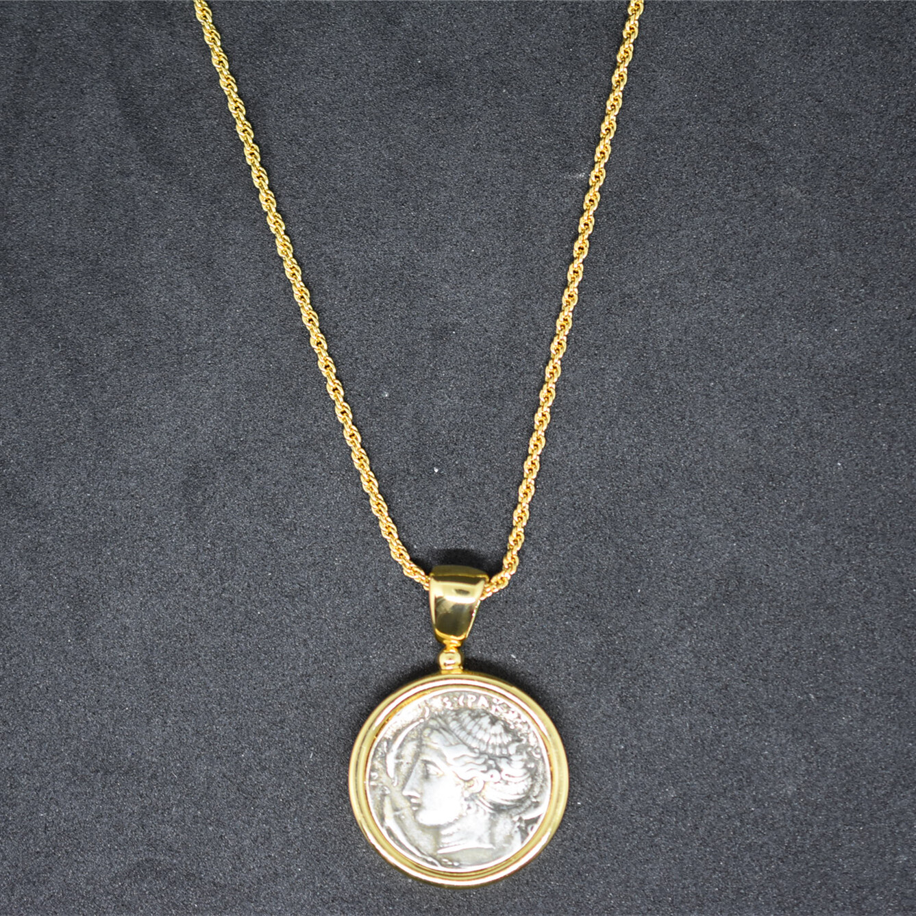 Retro Coins Ancient Roman Hunting Carriage/Ocean Goddess 2sided Pendant Necklace