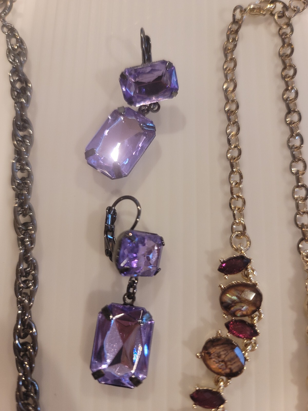 Women’s lot of necklaces and earrings. Purple, black col Fashion Costume Jewelry