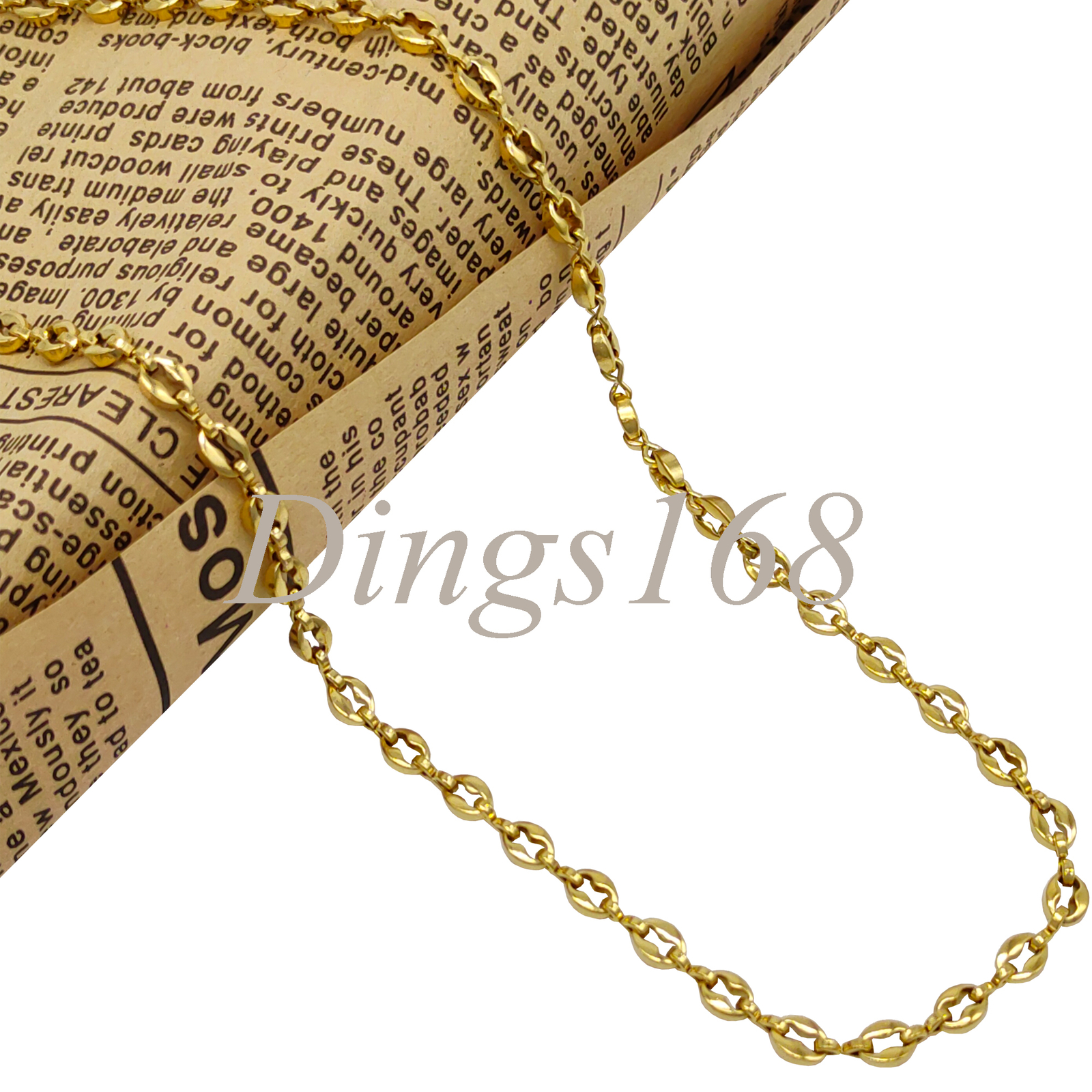 Genuine 18K Yellow Gold Filled 16″/17″ 4.5mm Puffy Mariner Link Chain Necklace
