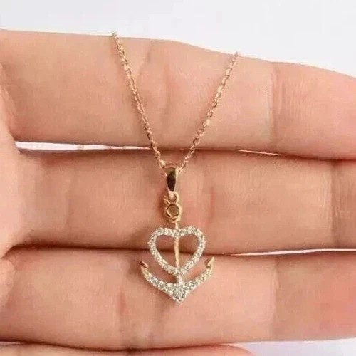 2 Ct Round Cut Simulated Diamond Women’s Heart Pendant In 14K Rose Gold Plated