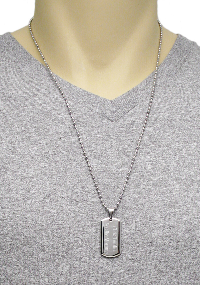 Stainless Steel Personalized 1 1/4″ Dog Tag Pendant with Necklace