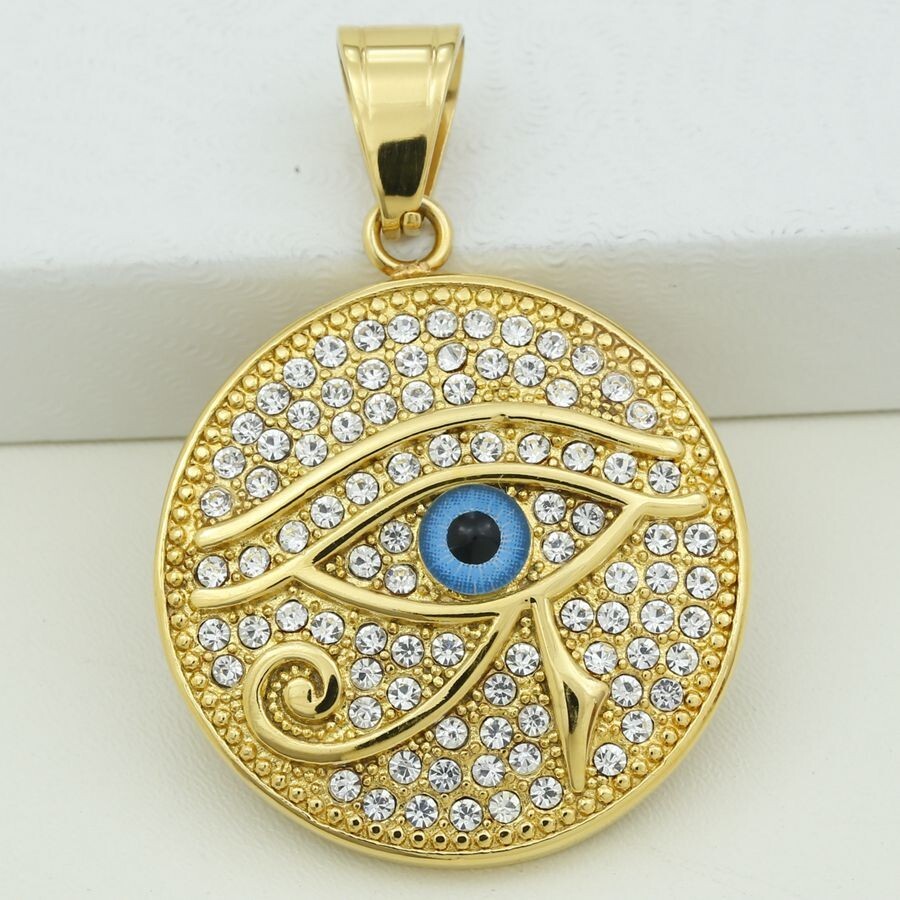 DG Men’s Gold Stainless-Steel,Egyptian Eye of Ra.Charm Cubic zirconia Unisex BOX