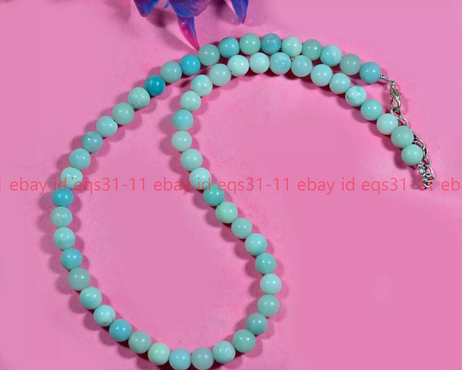 Genuine 8mm Amazonite Smooth Round Gemstone Beaded Men & Women Necklaces 18”