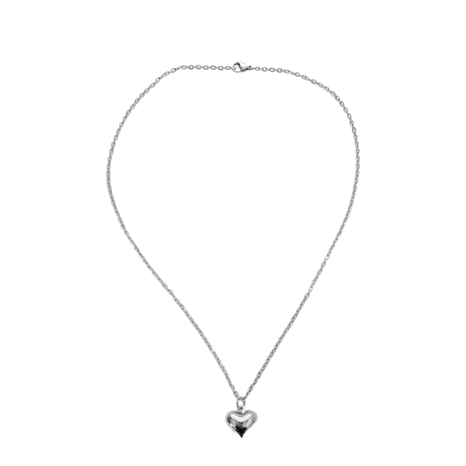 Silver Puffed Heart Necklace | tarnish free handmade in usa puffy heart pendant