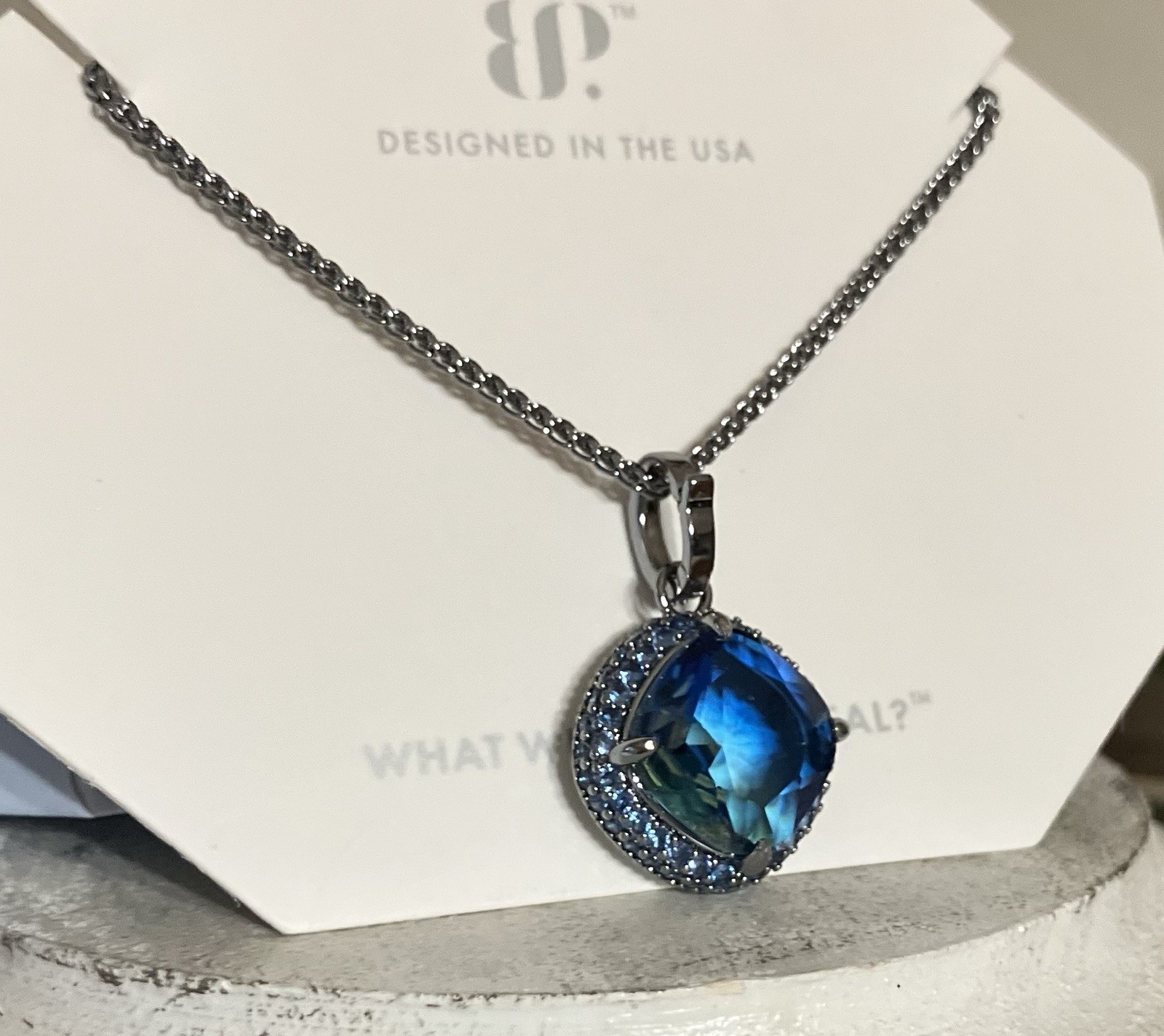 Bomb Party “The Bonjour” Azure Blue Bi Color Tourmaline OG Necklace Hema NK42333
