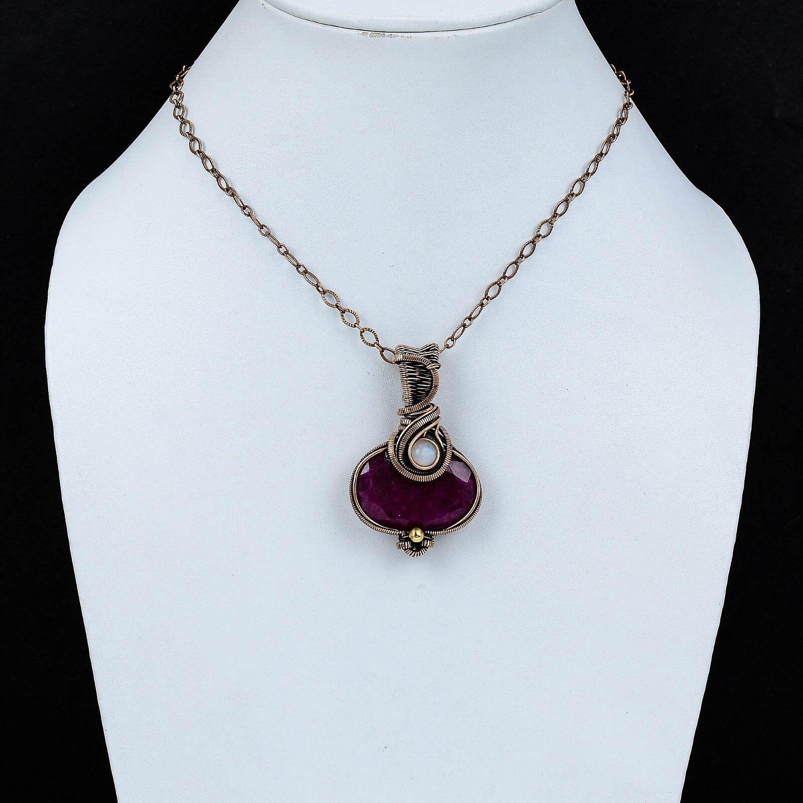 Kashmir Ruby Gemstone Jewelry Copper Mother Gift Wire Wrapped Pendant 2.24″