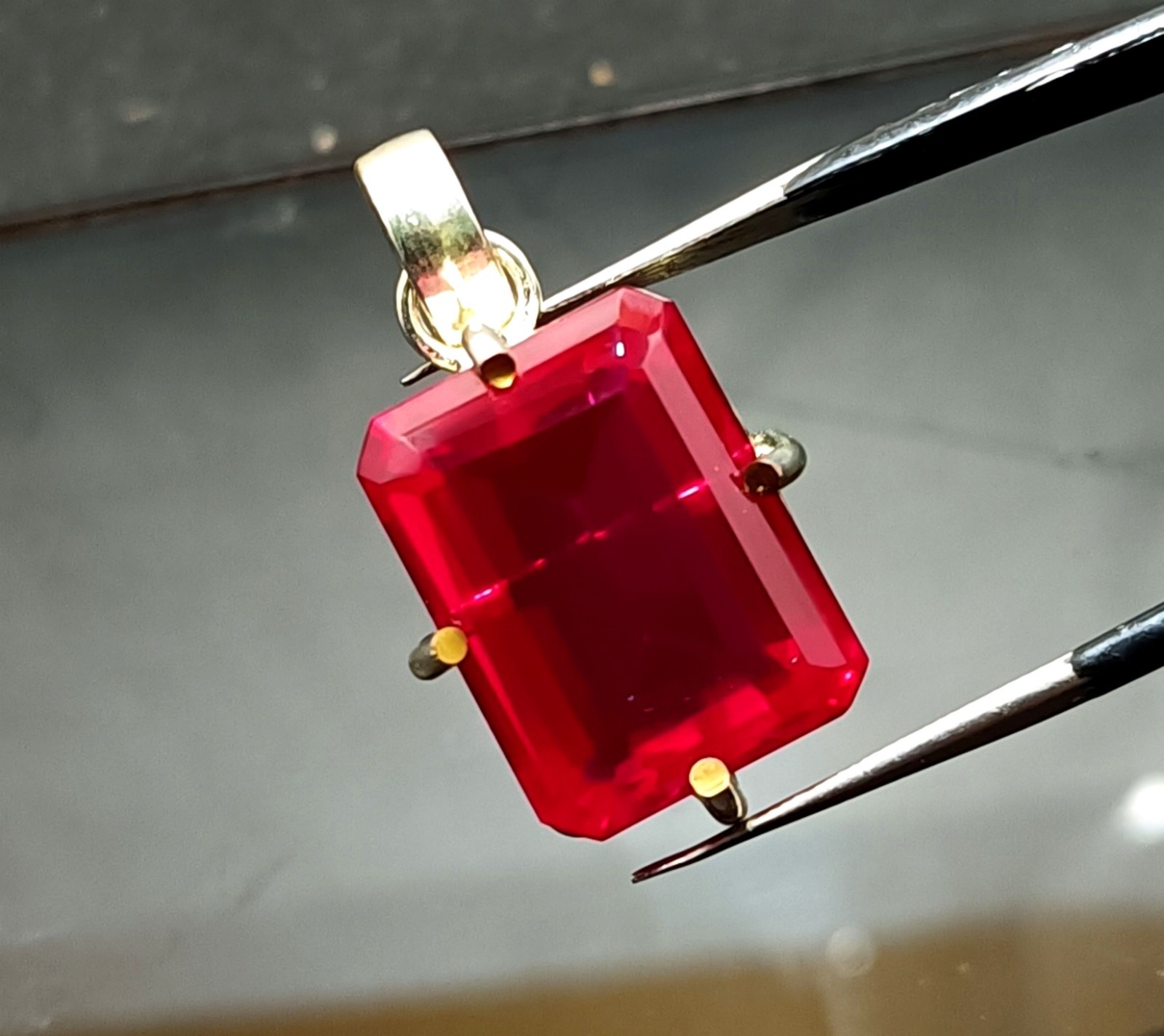 Natural Certified Red Ruby 45.20 Ct Emerald Cut Loose Gemstone Silver Pendant