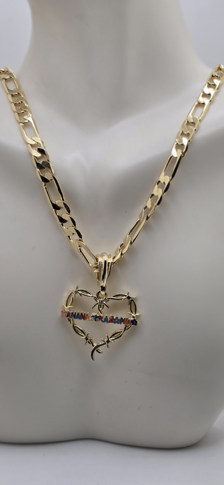 14k Gold Plated Cuban Necklace 24 Inches With Charm