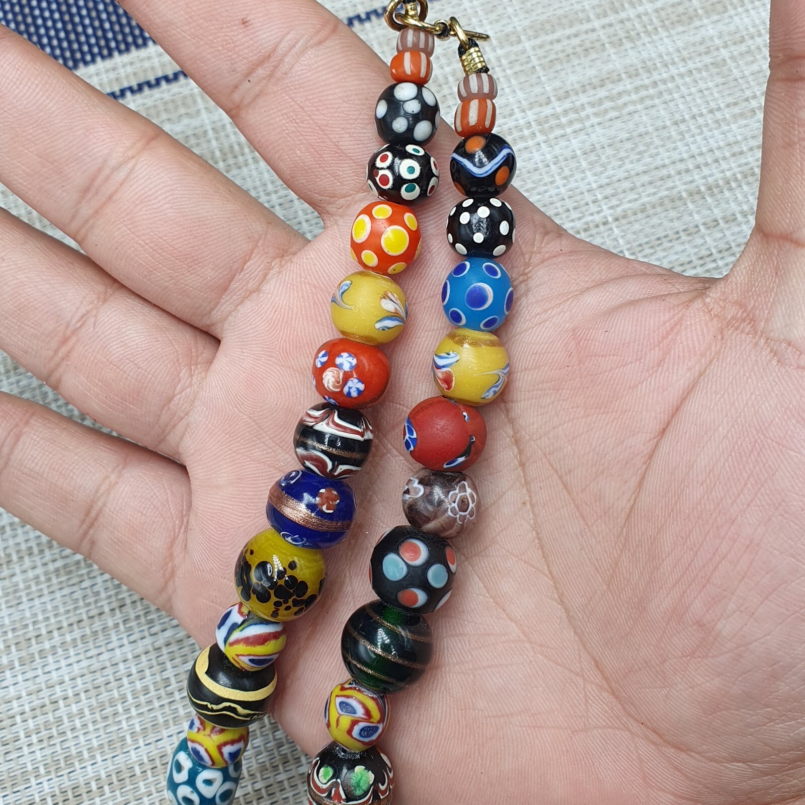 Vintage Venetian Style Mix Glass With Old Face Glass Pendant Necklace