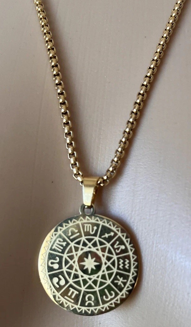 12 Zodiac Signs Round Guide Symbol North Star Charm Compass Necklace Jewelry
