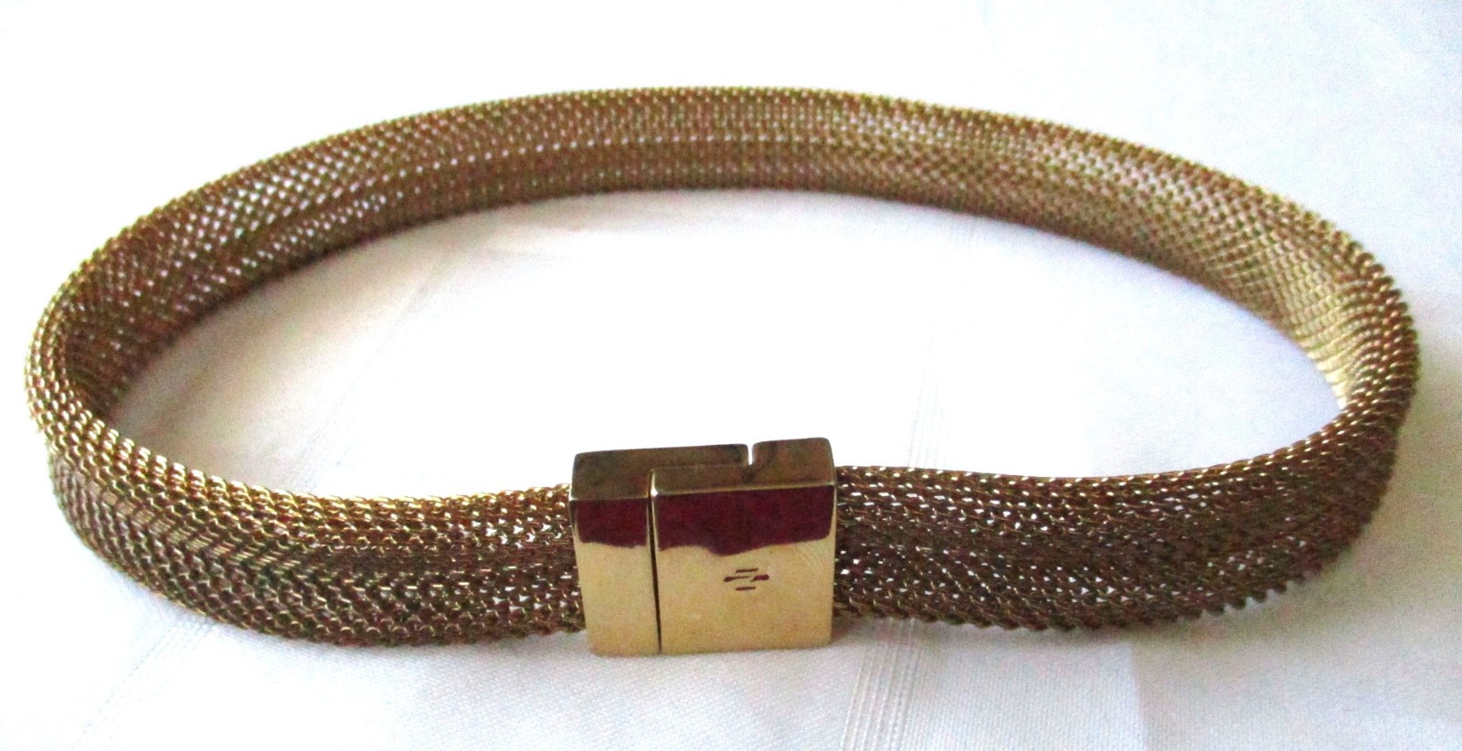 LRL Lauren Ralph Lauren Gold Plated Chunky Mesh Collar Choker Band Necklace VTG