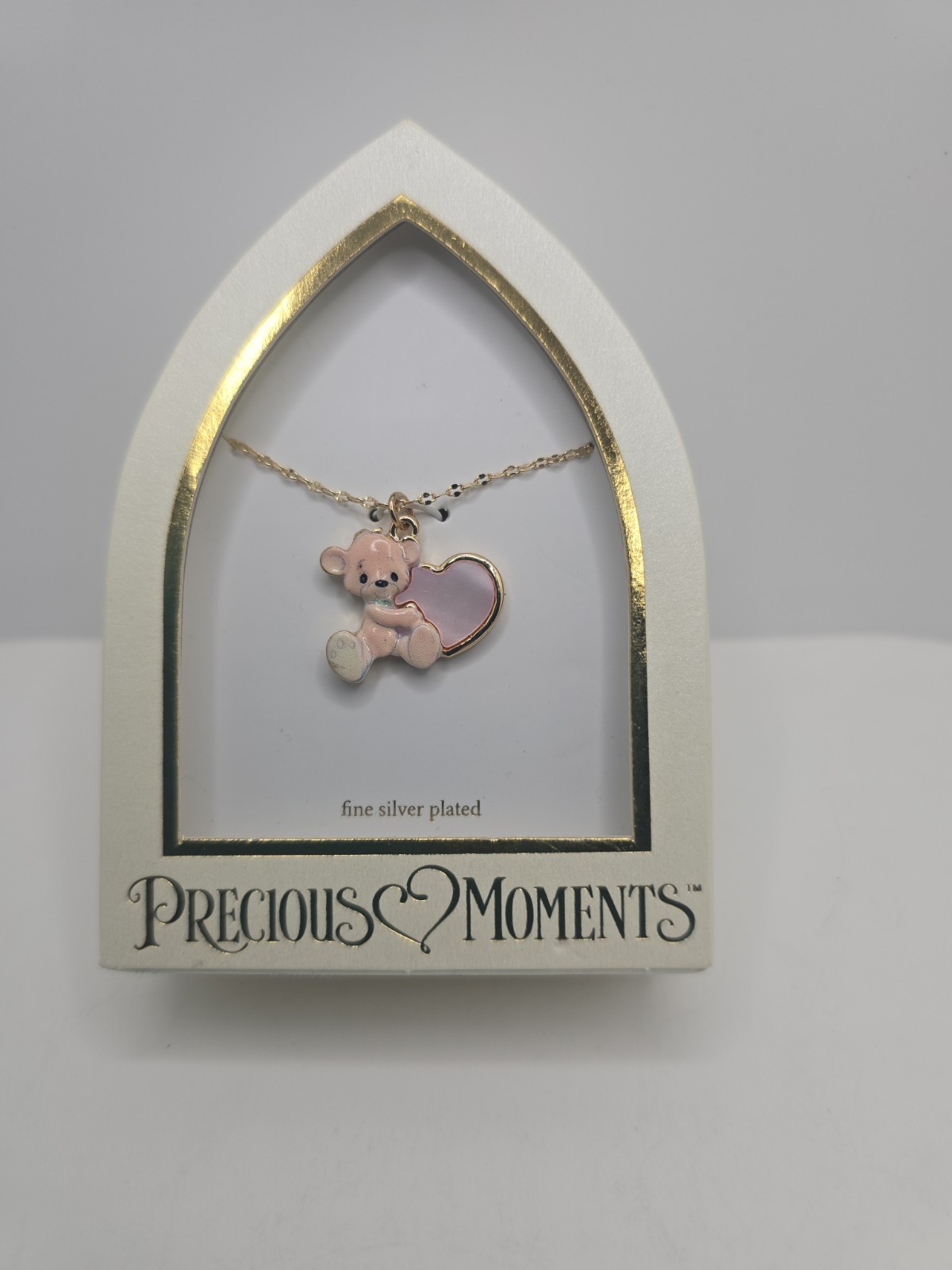 Precious Moments Fine Silver Plated Bear Heart Necklace New