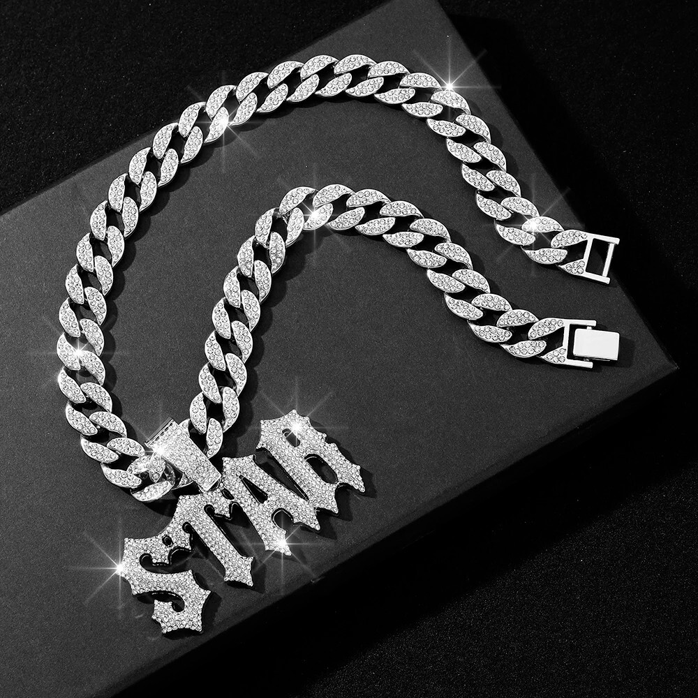 Hip Hop Iced STAR Pendant Necklace 13mm Miami Cuban Chain CZ Fashion Jewelry NEW