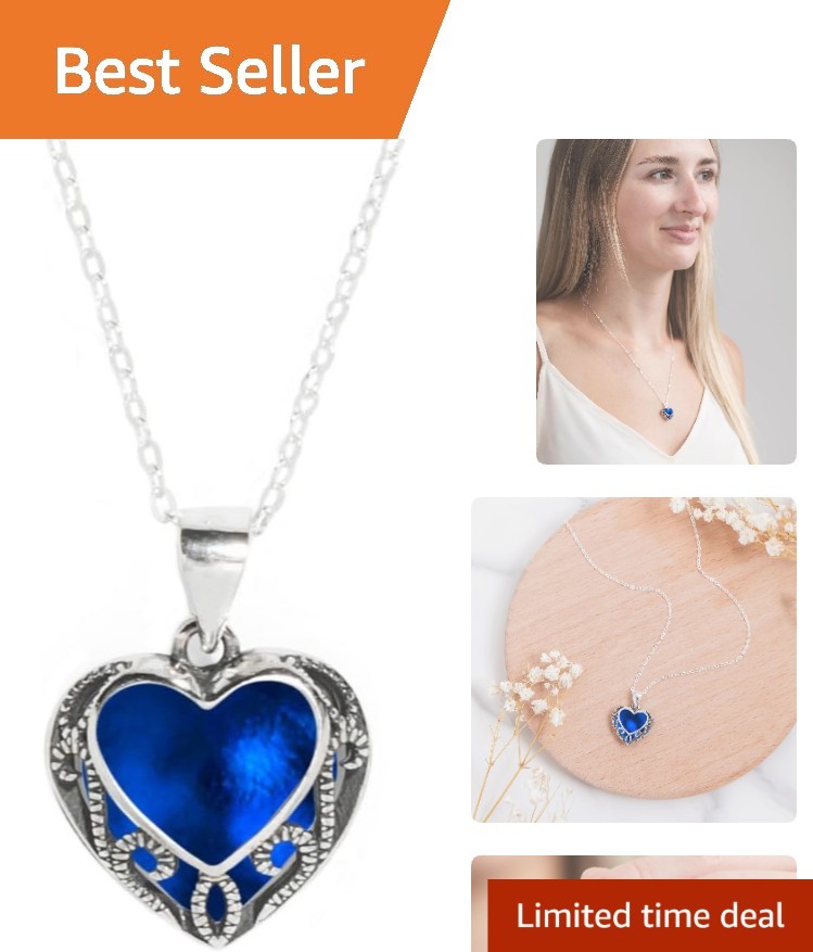 Homespun Hearts Necklace: Handmade Recycled Glass Pendant in Sterling Silver