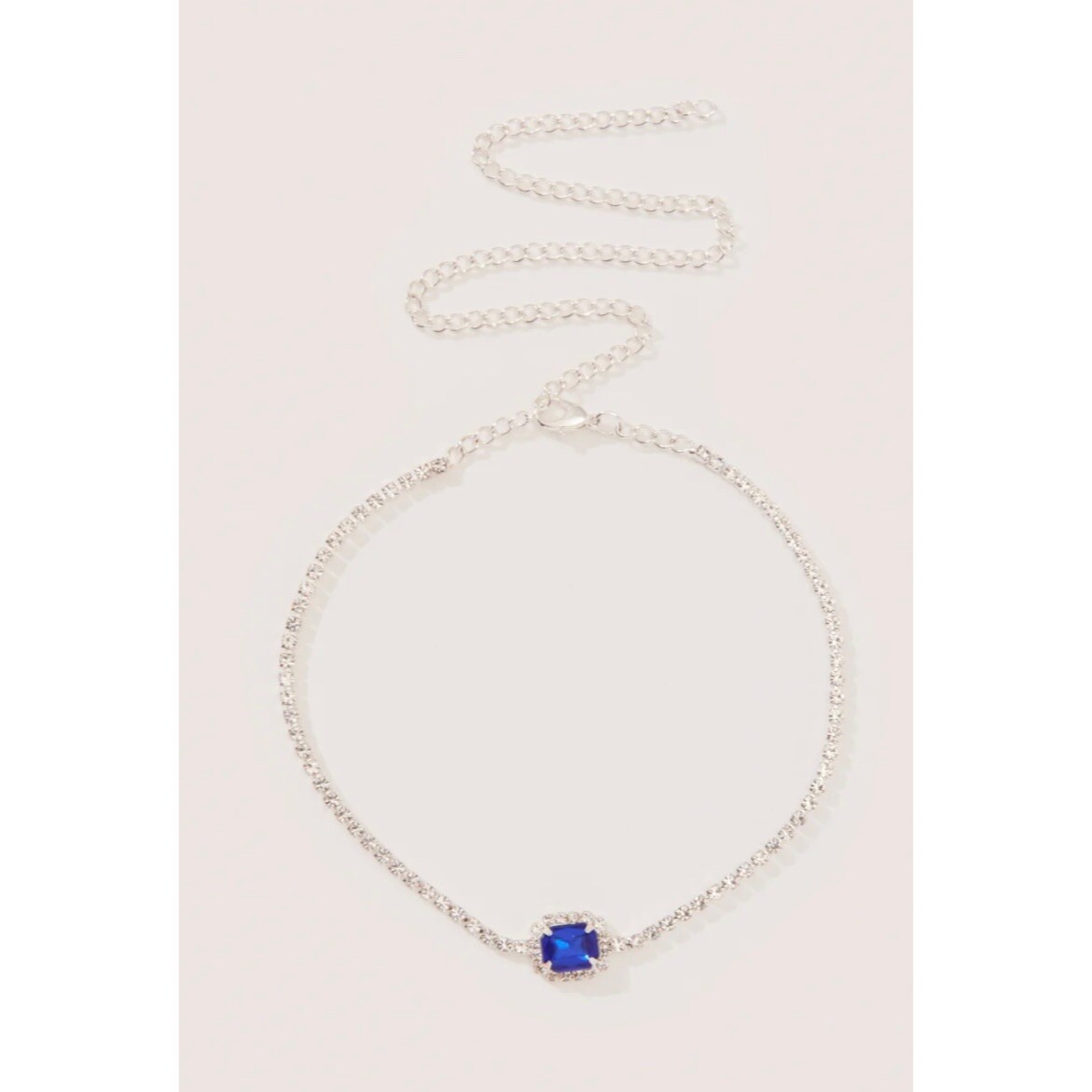 NEW 8 Other Reasons Silver Blue Rhinestone Gem Material Girl Necklace Chocker
