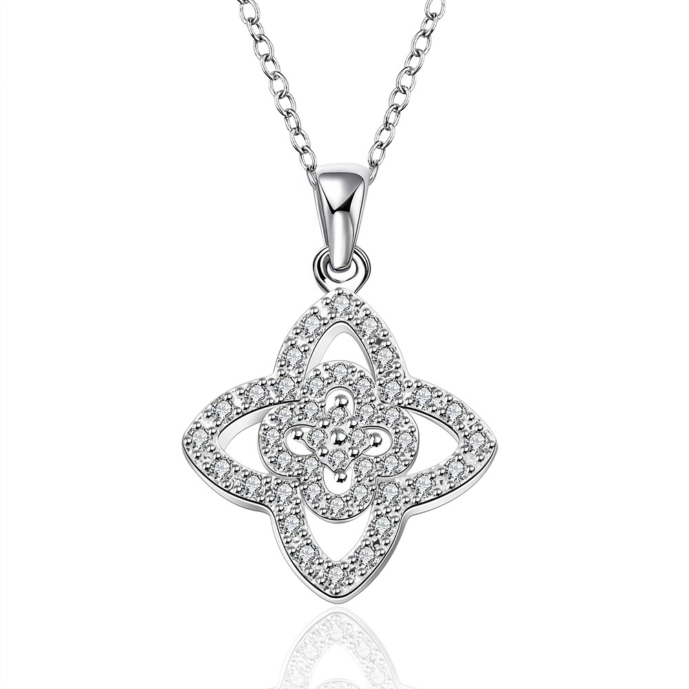Elegant 925 Sterling Silver Filled SF Flora Cz Pendant Necklace N-A626 Gift