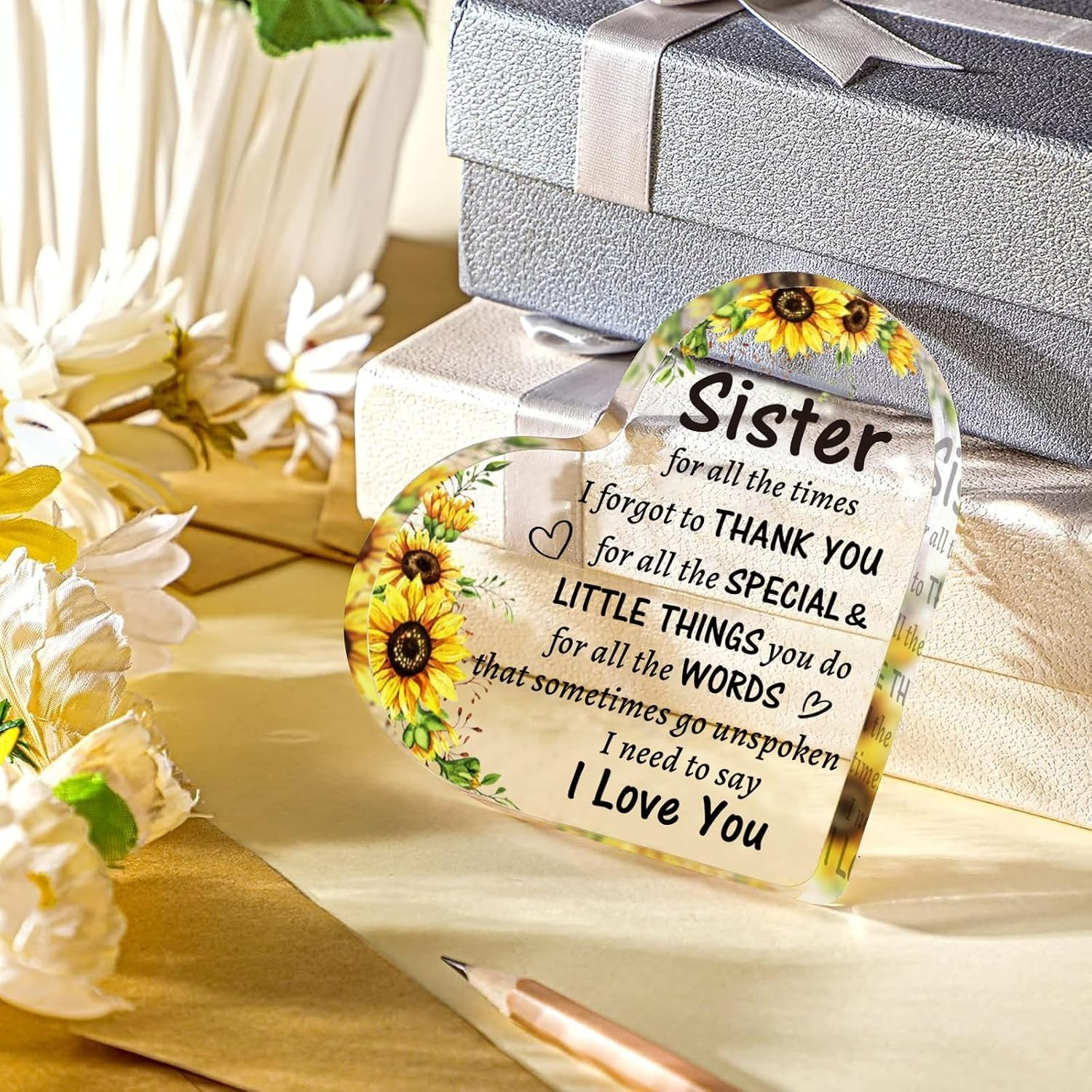 Personalized Acrylic Heart Sign – Touching Gifts for Sisters on Any Celebration