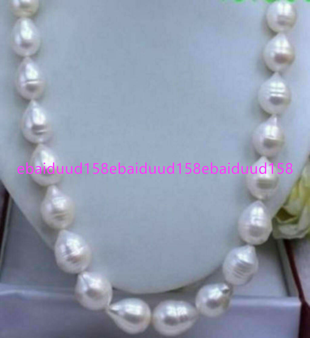 Huge 12-13mm Naturel White Freshwater Cultured Pearl Necklace 23″