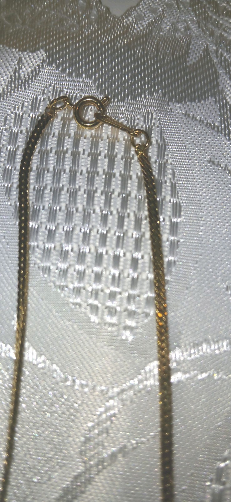 Vintage Tone Snake Chain Necklace V Crystal Charm Pendant, Spring Ring, Prong