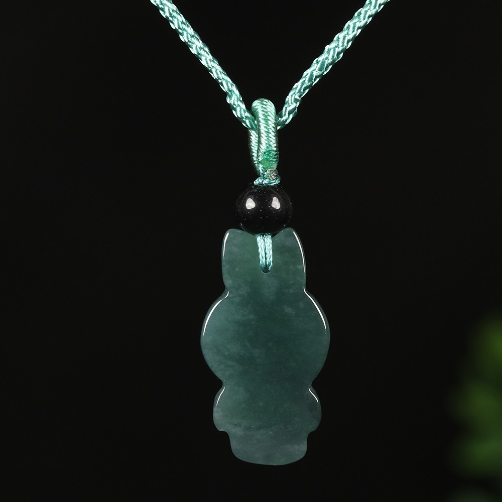 Certified Grade A Green 100% Natural Icy Burma Jadeite Jade Pendant Cartoon 1988