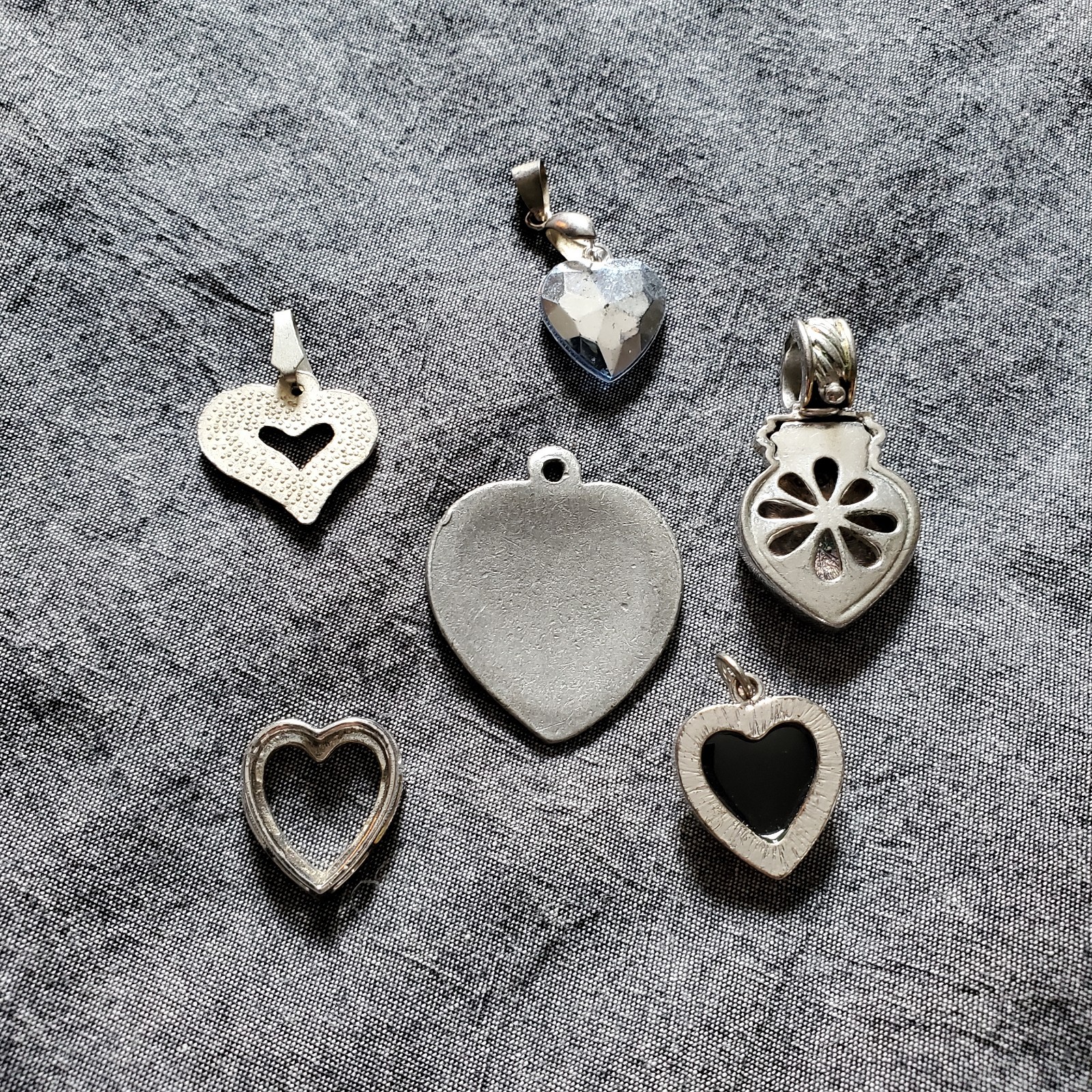 Six Heart Pendants, Vintage to Modern Pendant Lot