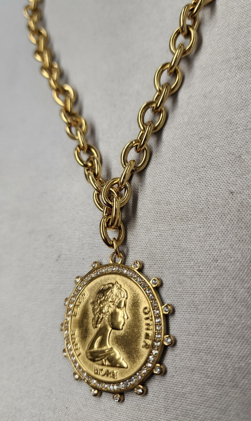 Chansuttpearls 18K Gold Plated Small Coin Necklace 16″+2″
