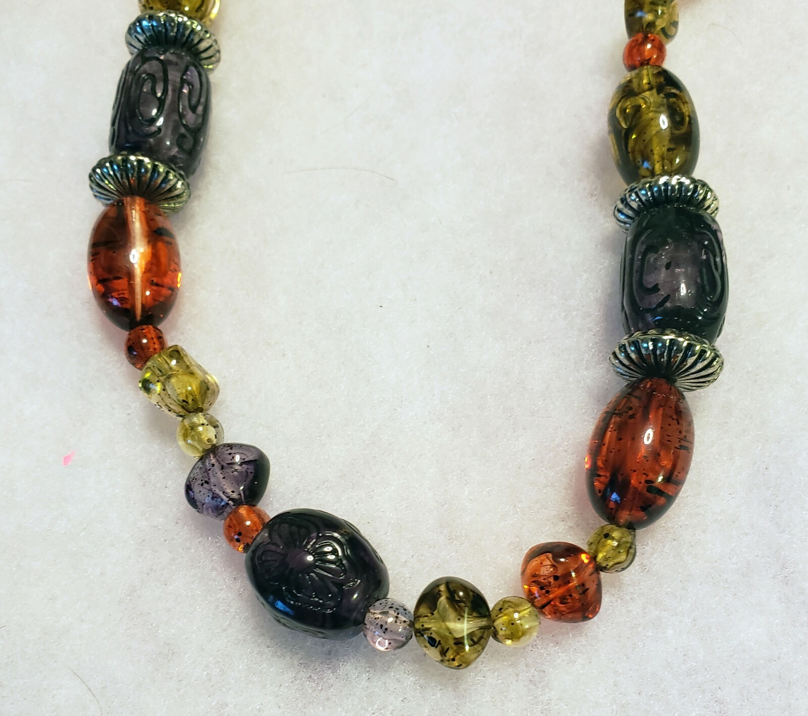 AFTER THOUGHTS – VARIOUS ACRYLIC COLOR SIZE SHAPE BEADS NECKLACE 24″