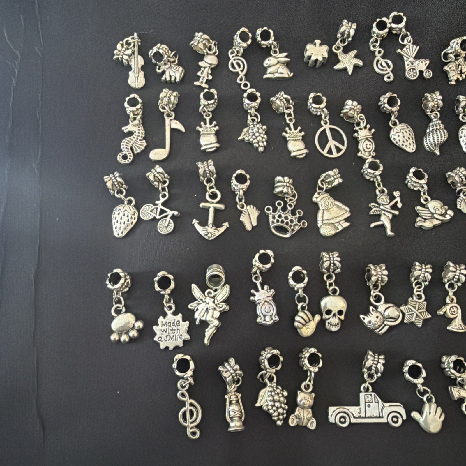 Vintage-Style Silver Tone Bracelet Charm Lot – Mixed Themes – Large Bundle