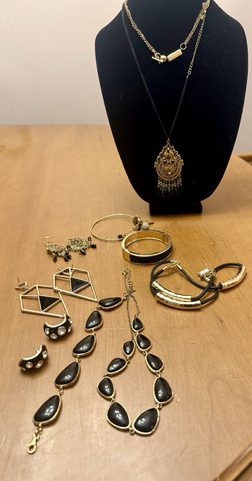 Black & Gold Statement Jewelry Collection –10 Pieces-Boho Geometric Costume Sets