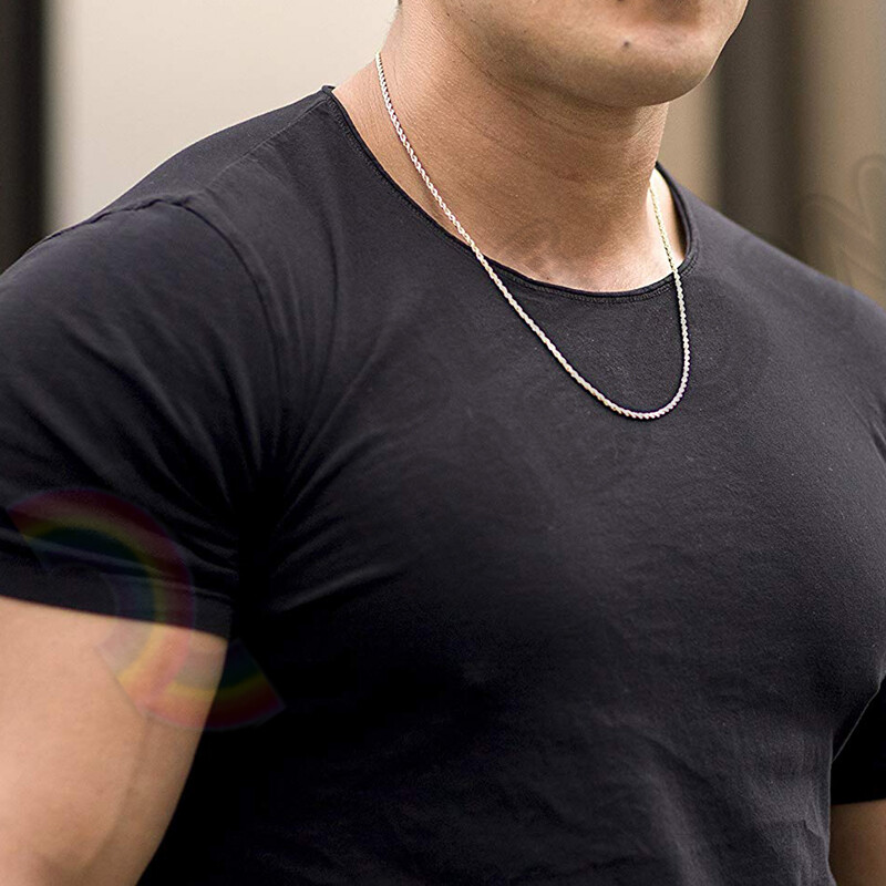 Women Men Stainless Steel Gold Plated 2mm/3mm/4mm/5mm Rope Necklace Chain C11