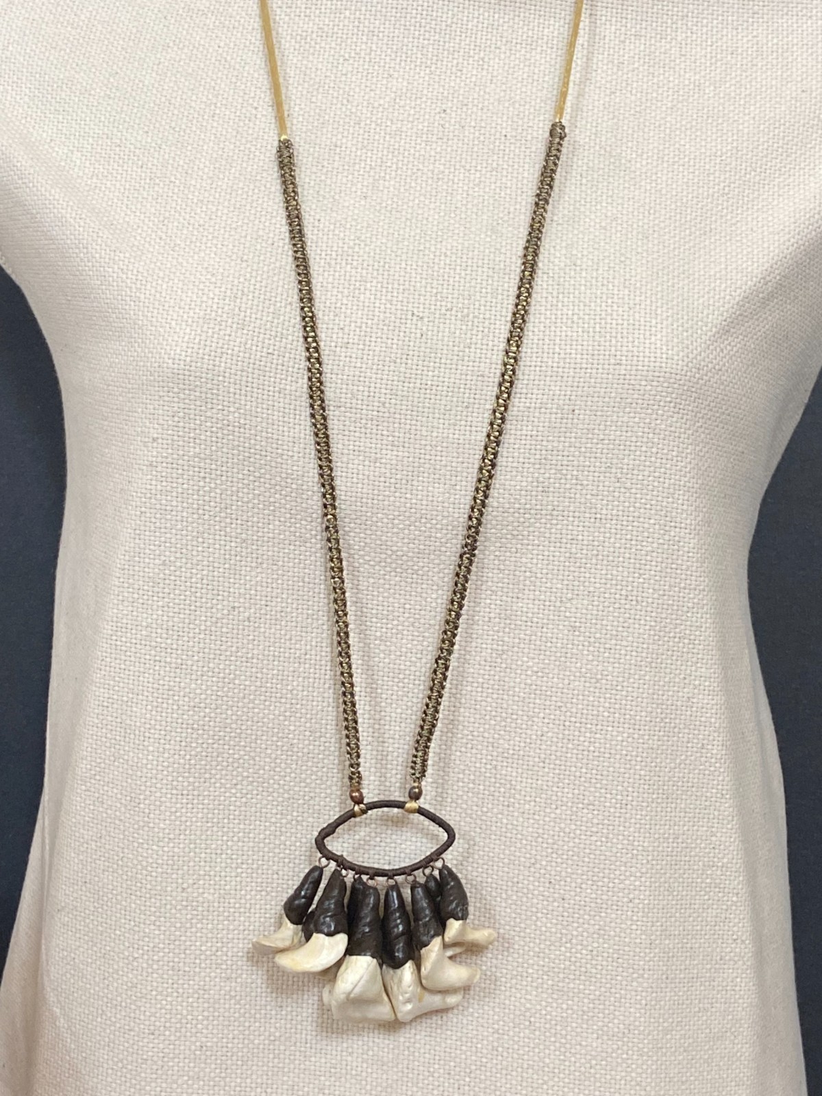 Statement Necklace with Clay & Natural Coral Charms – Handmade Boho Jewelry