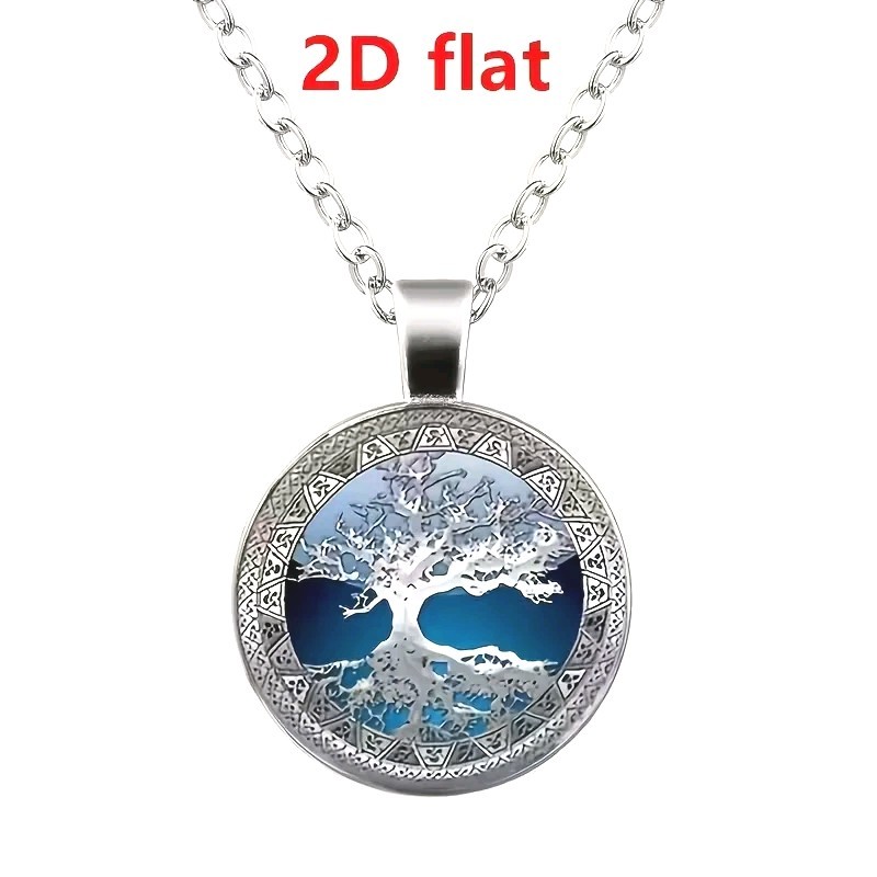 Beautiful Tree of Life Cabochon Necklace, Earring & Bracelet Jewelry Set Silvery